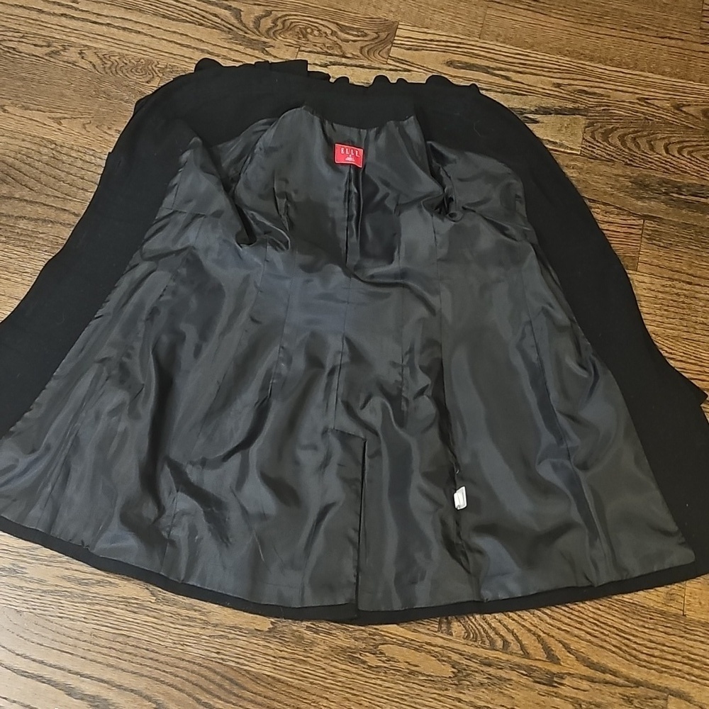 Elle Black Pea Coat with Rose Detail Size S - Picture 10 of 12